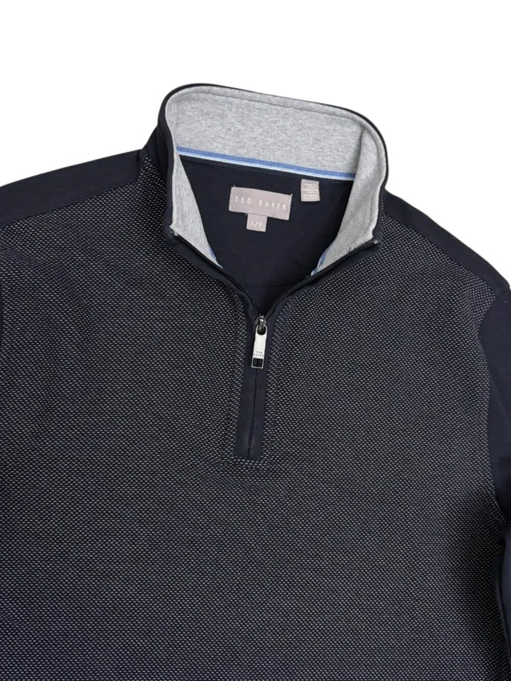 TED BAKER Quarter Zip Shacket Sweater Navy Business Casual Sweater Mens Small